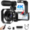 SOPPY Camcorder 4K Digital Video Camera 48MP 60FPS with WiFi IR Night Vision,18X Zoom Camera Recorder, 3.0“ Flip Screen Vlogging Camera for YouTube, 2.4G Remote Controller, 2 Batteries, 64GB SD Card