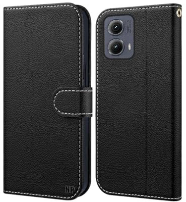 NP-Caser Handyhülle für Motorola Moto G85 Hülle, Premium Lederhülle mit Kartenfächern [Klappbar Flip case] [Standfunktion] Handy Schutzhülle für Motorola G85, Schwarz