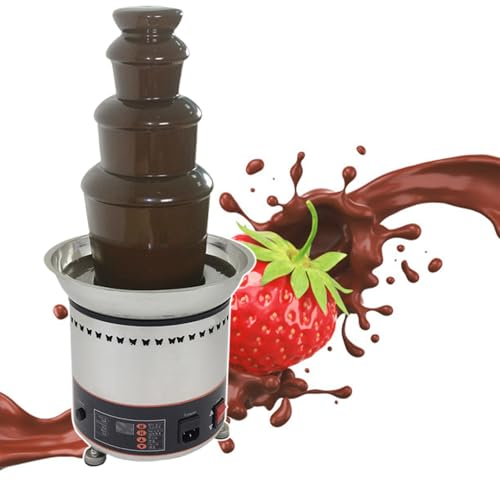 Electric Chocolate Fondue Fountain Machine, 4 Tiers Hot Chocolate Fondue Tower, Commercial Chocolate Fountain with Digital Display