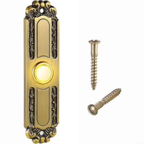 ZAMETTER Doorbell Switch Doorbell European Style Wall Hanging Decoration Waterproof Metal LED Light Door Bell Push Button