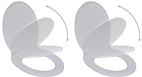 LAPOOH Asientos váter con Tapas de Cierre Suave 2 uds, Tapa WC, Tapa De Inodoro, Asiento WC, Tapadera WC, Tapa Water, Recambios Inodoro, plástico Blanco