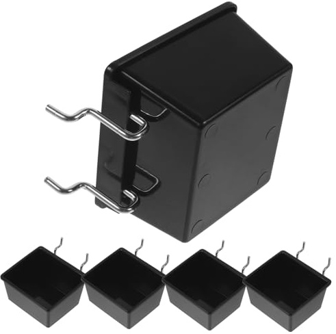 Homoyoyo Bacs à Panneaux Perforés 90x80x45mm Lot de 5, Noirs, de Garage | Fer et Abs, Fixation Simple, Retrait Facile, pour Atelier et Réparation Auto, Charge Fiable