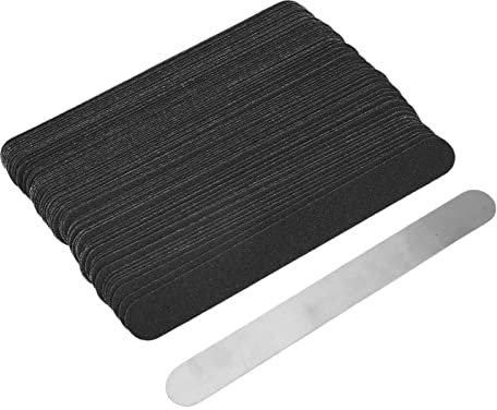 Lima de Uñas Reutilizable, Kit de Tiras de Lima de Uñas de Repuesto de 100 Piezas con Placa Base de Lima de Uñas Reutilizable de Acero Inoxidable Lima de Uñas de Metal para Dar