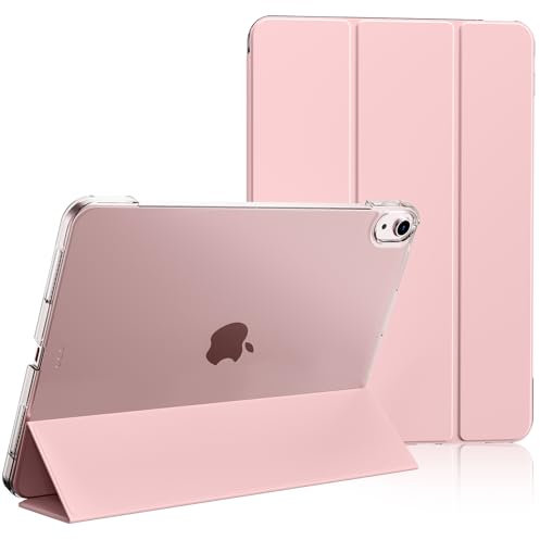 BQDIYOO Hülle für iPad (A16) 11. Generation 11 Zoll 2025 / iPad 10. Generation 10,9 Zoll 2022, Transluzent Hart PC Rückhülle, Schlanke Stand Schutzhülle, Auto Wake/Sleep, Rosa