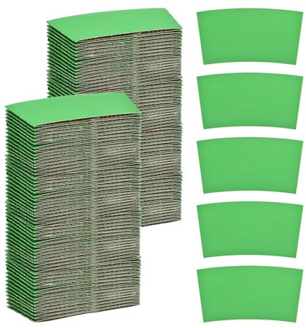 sourcing map 100pcs Disposable Coffee Cup Sleeves, Cardboard Cup Sleeves for Paper Cups Insulation Hand Protection, Hot Drink Holder for Home Office Use Green