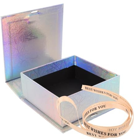 Cabilock Kasten Geschenkbox Mit Logo Kisten Auto Schachteln Für Kleine Kisten Verpackung Wickelkästen Hochzeitsbriefkästen Magnetischer Türverschluss Träger Wickeln Papier Silver