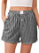 Lovasy Bas de Pyjama Femme Coton Court Pantalon de Nuit Été à Carreaux Short Pyjama Grande Taille avec Poches,A-Noir,S