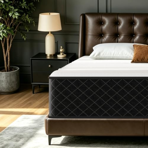 MOLPHIT Extra Firm Double Mattresses 10 Inch, 7-Zone Hybrid Mattress with Memory Foam and Individually Pocket Spring, Features Motion Isolation & Back Pain Relief, Firm Mattress in a Box, 135x190x25cm