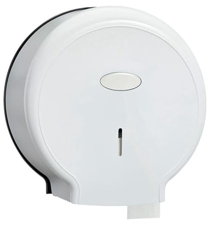 Jumbo Toilet Paper Roll Dispenser, Non Punch Water proof Wall Mount Single Roll Tissue Dispenser Holder for Bathrooms Public Places Toilet (White)