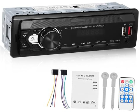 Amosfun Car Player Audio Receiver with Remote Control Retro Truck Stereo Radio for Cars and Trucks Supports USB Card Fm Radio Built Amplifier for Clear Sound