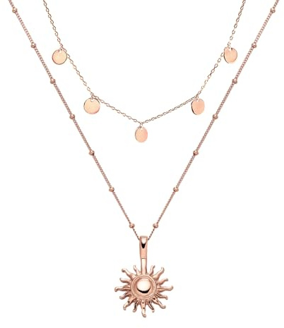 Purelei Kailua Ketten-Set – 2-teiliges Layering Schmuckset für Damen – Sun Kette & Kalea Kette – Edelstahl, wasserfest, verstellbar 40–55 cm – Gold/Silber/Roségold – Hawaii inspiriert (Rosegold)