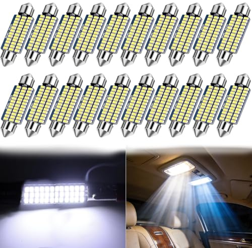 Auto LED Innenbeleuchtung, 20 Stück Led Innenraumbeleuchtung Auto, Led Soffitte 12v 39mm, Beleuchtung Innenraum mit 36 Lampenperlen, für Lichtkuppeln Kofferraumbeleuchtung Kennzeichenbeleuchtung, Weiß