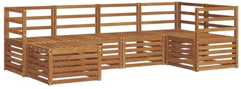 vidaXL 8-teiliges Sofa-Set aus natürlichem Akazienholz, massiv, für Garten und Terrasse, moderne Möbel, minimalistische Sitze, wetterfestes Sofa