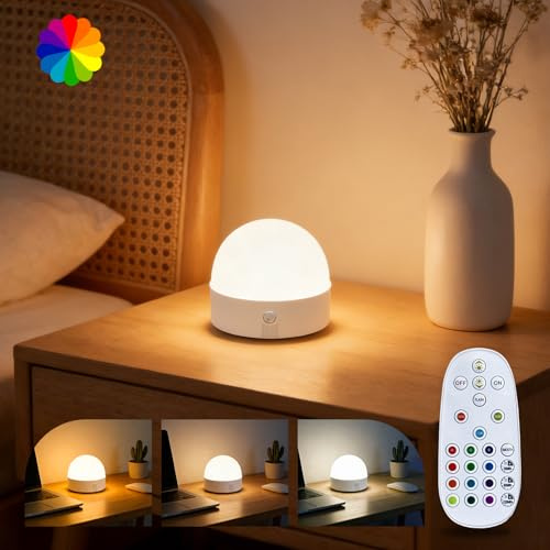 Bonlux Rechargeable Night Light, Baby Night Light with Remote Control | Dimmable 15 Colors with RGB Mode, Small Beside Lamp,Portable Nursery Soft Nightlight for Bedroom