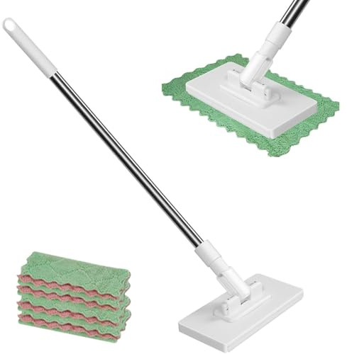 Automatic Cloth Changing Mini Mop, Hands-Free Cloth Changing Mops, Snap Grip Mini Mop with 360° Rotating Head, Disposables Dust Mops, Compatible with Towels & Disposable Wipes for Floor Wall Kitchen