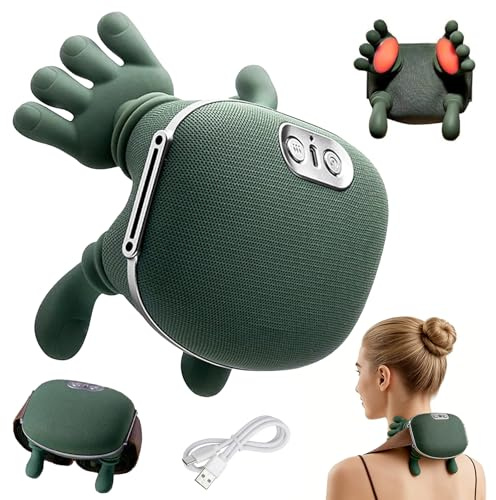 4D NackenmassagegeräT Kabellos, Massagegerät Nacken Schulter, 3 Massagegrade & 2 Temperaturstufen, NackenmassagegeräT Mit WäRme, für Zuhause, BüRo, Reisen, Entspannen Sie Muskeln, Lindern MüDigkeit
