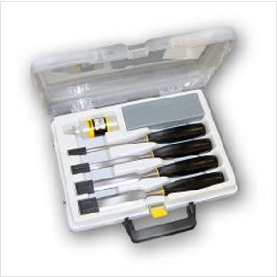 Stanley Wood Chisel Set with Oil & Sharpening Stone Number of Pieces - 6