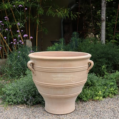 Kreta Keramik | großes, frostfestes Keramik Pflanzgefäß/Blumentopf |aus echten Terracotta | 70 cm | Blumenkübel | Terrasse Garten, Typ: Rosa