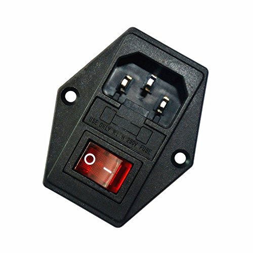 JOYNANO 3-in-1 Inlet Module Plug 5A Glass Fuse Rocker Switch Red Light 3-Pin IEC320 C14 Male Power Socket Screw Mount Pack of 2