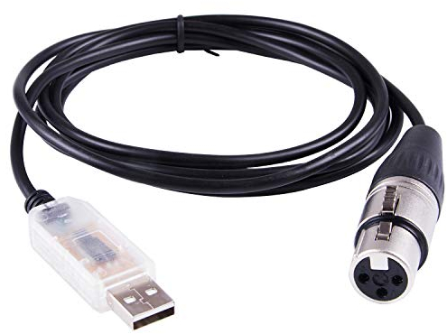 Adaptador USB a DMX512 3PIN XLR Interfaz Adaptador Freestyler Software Ordenador de iluminación de escenario PC Regulador DMXControl RS485 Serial Cable