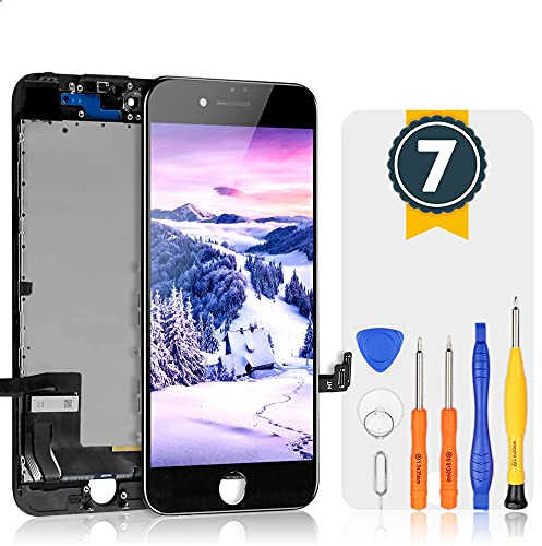 Bokman Display Reparaturset kompatibel mit Schwarz iPhone 7 (inkl. Glas, Retina LCD, Touchscreen), Passendes Profi-Werkzeugset enthalten