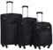 BEIBYE Leichter Stoffkoffer Kofferset Trolley Außentaschen Dehungsfuge mehr Stauraum mit Zahlenschloss (Schwarz, Set)
