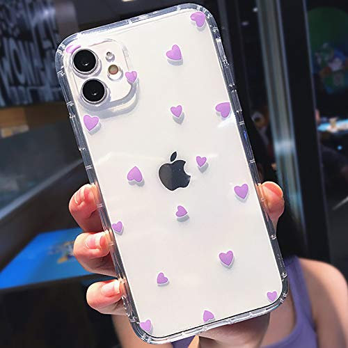 Tybiky Custodia per iPhone 12 Pro, motivo amore creativo, cuscino ad aria, ultra sottile, in silicone, cover bumper chic, antigraffio, per Apple iPhone 12 Pro, viola