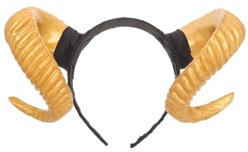 minkissy Devil Horns Headband Maleficent Horns Headband Ox Horn Headband Cow- Horn Shape Headband for Party Halloween ( Golden ), 27x13cm