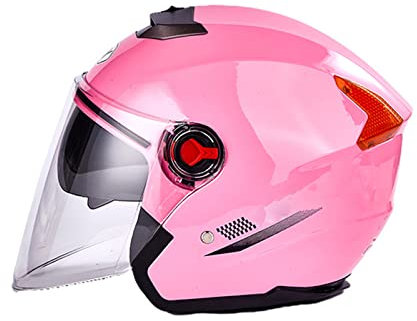RYDZCLH Rétro Ouvert Moto Adulte Casque Jet Vintage Casques Moto Bols Casques Motocross Casque 3/4 Open Face Moto Demi-Casque Hommes Femmes Casque De Protection Certification DOT/ECE,Rose