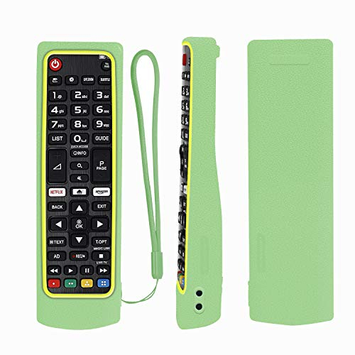 Custodia Protettiva in Silicone per LG AKB75095307 AKB75375604 AKB74915324 Telecomando, Antiurto Morbida Copertura Remota Adatta per LG Smart TV Telecomando, con cordino (Bagliore verde) + (Giallo)