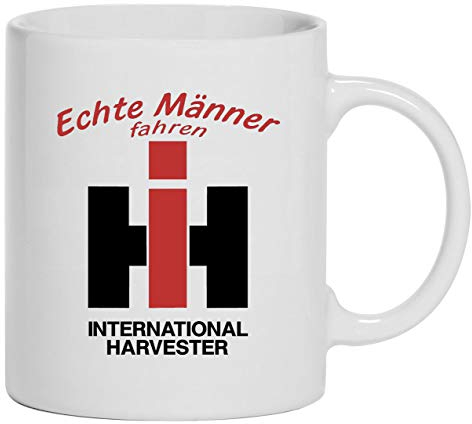 Echte Männer fahren IHC International Harvester Tasse Kaffeebecher Keramik, 330 ml Inhalt | Weiß