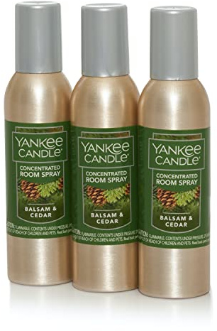 Yankee Candle Concentrated Room Spray Air Freshener, Instant Home Fragrance, Odor Eliminating Spray, Balsam & Cedar (Pack of 3)