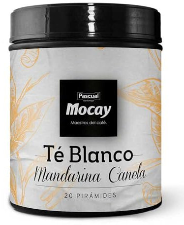 Caffé Mocay – Infusión, Té Blanco, Mandarina Canela- Pack 2 Latas de 20 Pirámides – 40 Pirámides Compostables