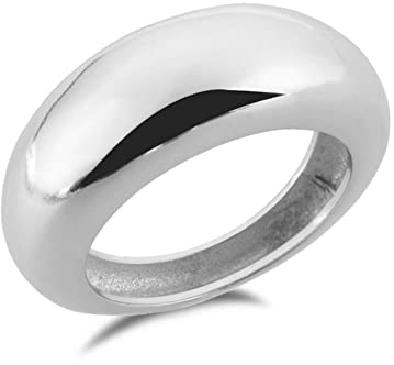 YINGQI 925 Sterling Silber Thin Dome Ring Pave Zirkon Thin Dome Ring Frauen Rock Punk Double Schmuck für Party