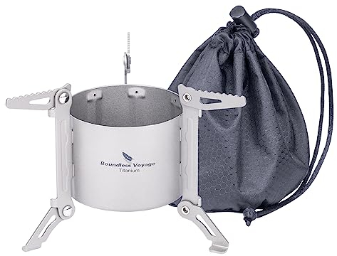 iBasingo Réchaud à alcool en titane Mini brûleur à alcool Réchaud de camping en plein air avec supports pliables Réchaud de randonnée ultraléger Réchauffeur d'alcool 80ml