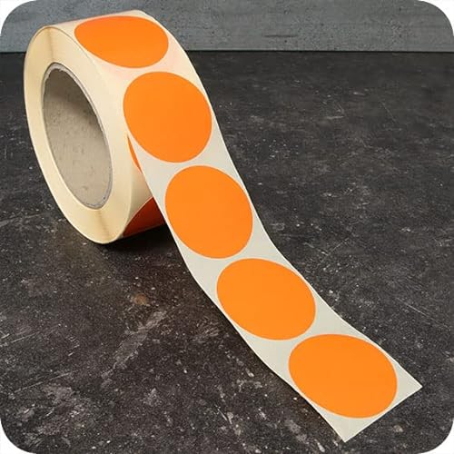 SPRINTIS Klebepunkte 40 mm, orange, 1000 Stück Markierungspunkte selbstklebend auf Rolle, Punkte Aufkleber aus Papier für Büro und Lager
