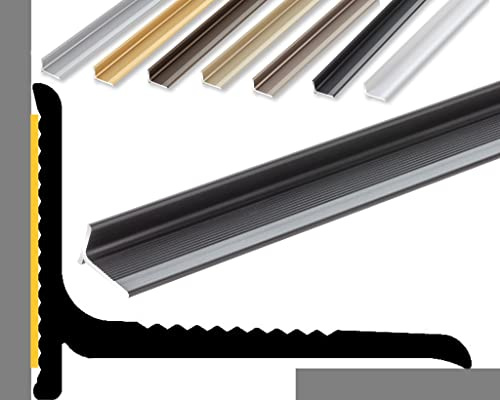 (12,49EUR/m) NALine Abschlussprofil | 22 x 15 x 1000 mm | schwarz eloxiert | Innenwinkel Treppenbelag | Bodentiefe Fenster oder Balkon Abschluss | Sockelprofil | Wandabschlussleiste