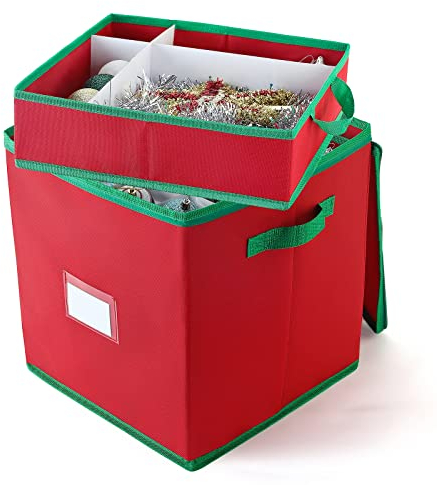 Scatola portaoggetti per ornamenti natalizi, contenitori per le vacanze con 4 vassoi rimovibili separati, organizer per decorazioni per contenere da 64 a 128 palline di Natale e accessori natalizi,