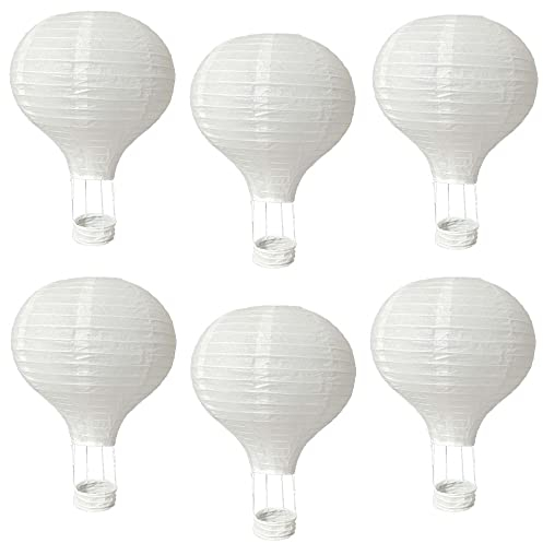 6 Stück 30,5 cm hängende Heißluftballon-weiße Papierlaternen Set wiederverwendbare Party-Kugellampen für DIY Handwerk Hochzeit Geburtstag Verlobung Babyparty Party Zuhause Klassenzimmer Dekor