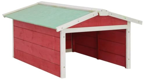 vidaXL Roboter-Rasenmäher Garage 72x87x50 cm Rot Weiß Tannenholz