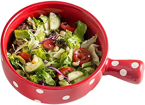 Nudelschüssel, Suppenschüssel, Keramik-Ramen-Schüssel, große Salatservierschüssel, Keramik-Suppenschüssel, Einzelschüssel for französische Zwiebelsuppe, mikrowellengeeignete Schüssel, ofenfest, rot, 6