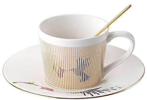 Hansyelect Kaffeetasse und Untertasse, 240 ml, Spiegelbecher, kreative Kunst, Mirage, umgekehrtes Bild, Tasse, Luxus-Porzellan, Teetasse, Untertasse für Kaffee, Milch, Cappuccino, Espresso, Tee,