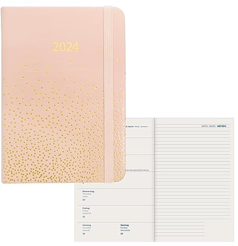 Idena 11055 - Terminkalender 2024, DIN A6, Sparkle puder, 192 Seiten, 1 Woche auf 1 Seite, Agenda, Wochenplaner
