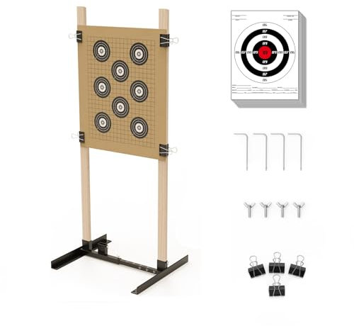 KNINE OUTDOORS Shooting Target Stand for Outdoors, Durable Paper Target Holder with Stable Adjustable Base for Paper Shooting Targets Cardboard Silhouette, H Shape, USPSA/IPSC, IDPA Practice, 1 Pack