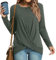 HOTGIFT Women Winter Casual Tops Long Sleeve Halloween Tshirts Front Twist Blouse Olive Green Medium