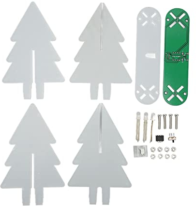 HERCHR 3D-RGB-Weihnachtsbaum-LED-DIY-Kits, Elektronischer Blinkender Weihnachtsbaum-LED-Schaltkreis, Elektronischer Montagesatz Für Lötübungen(Grün)
