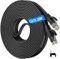 Cable Ethernet 20 Metros, Cable de Red 20m Plano Cat 6 Cable LAN Alta Velocidad 1000Mbps Largo Cable Internet Interior Exterior, RJ45 Gigabit Negro Cable Wifi 20 Metros para Módem Switch