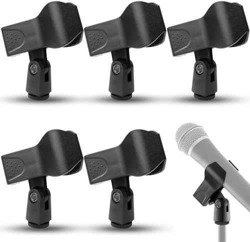 cersaty® 5 soportes de micrófono universales, clip de plástico para reuniones, lenguaje en vivo, conciertos, grabaciones, streaming, KTV