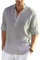 COOFANDY Men's Linen Henley Shirt Cotton Summer Long Sleeve Hippie Casual Beach T Shirts XXL A-Gray
