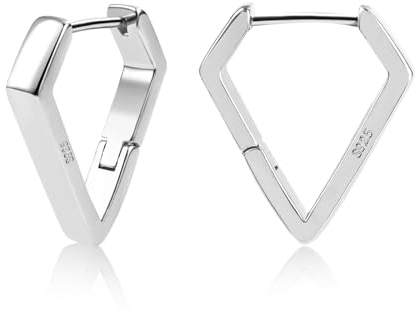 ALEXCRAFT Breit Rhombus Ohrringe Creolen Silber 925 Klein Damen Geschenk für Frauen Freundin Mama Mädchen